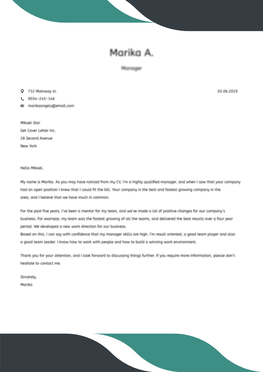 Sales Manager Cover Letter Example Writing Tips Free 2022