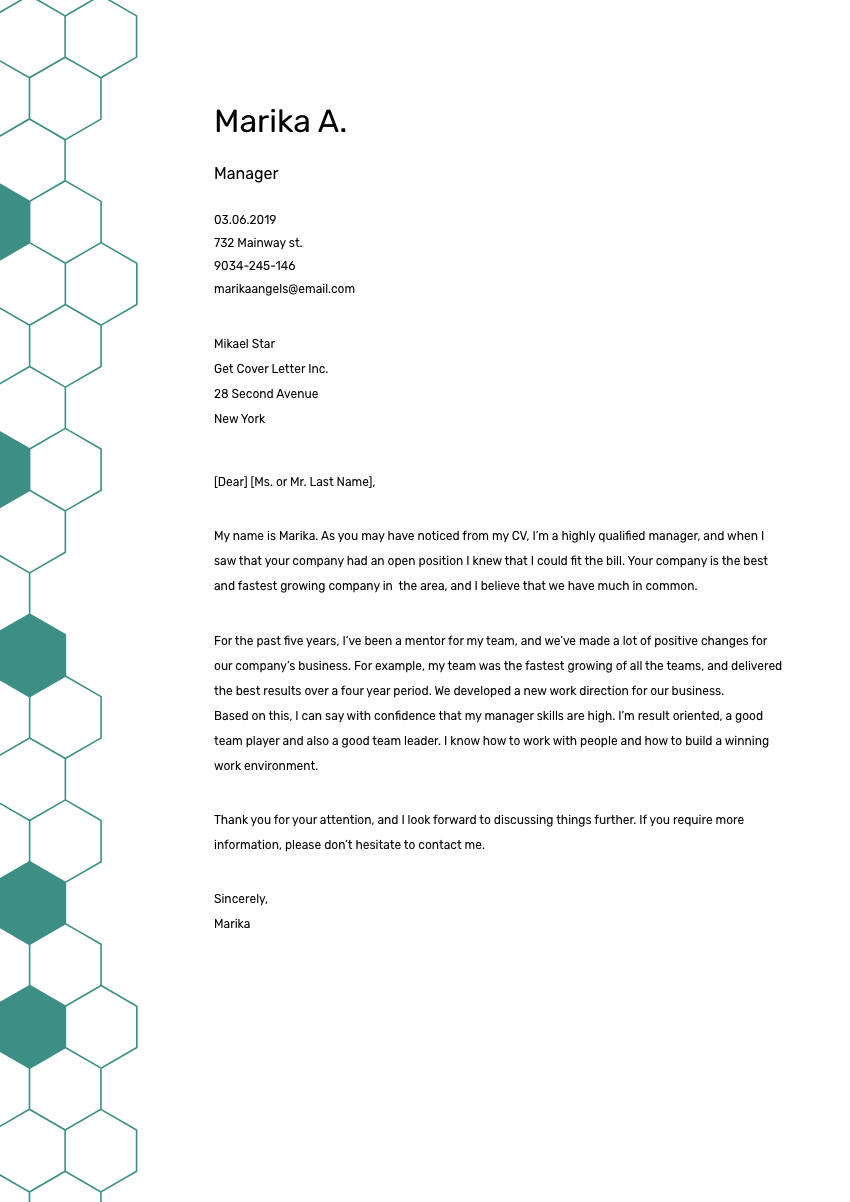 image of a cover letter for a technical support engineer