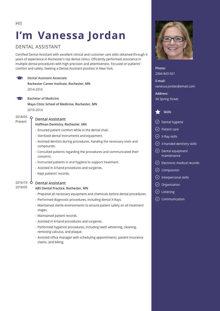 Dental Assistant Resume Example For 2023 Rezi Ai Vrogue