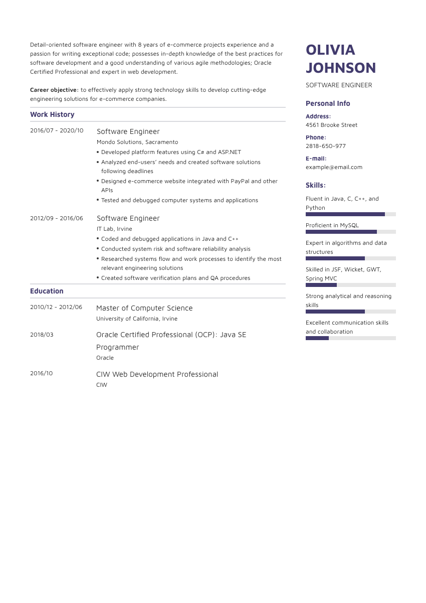 
                                                             image of a resume example for a software engineer