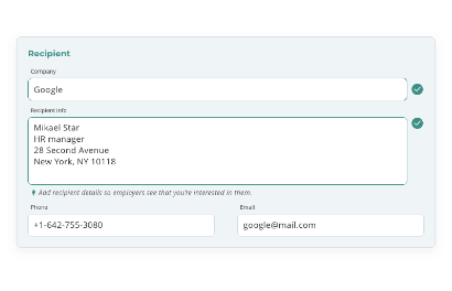 Select your industry and desired position